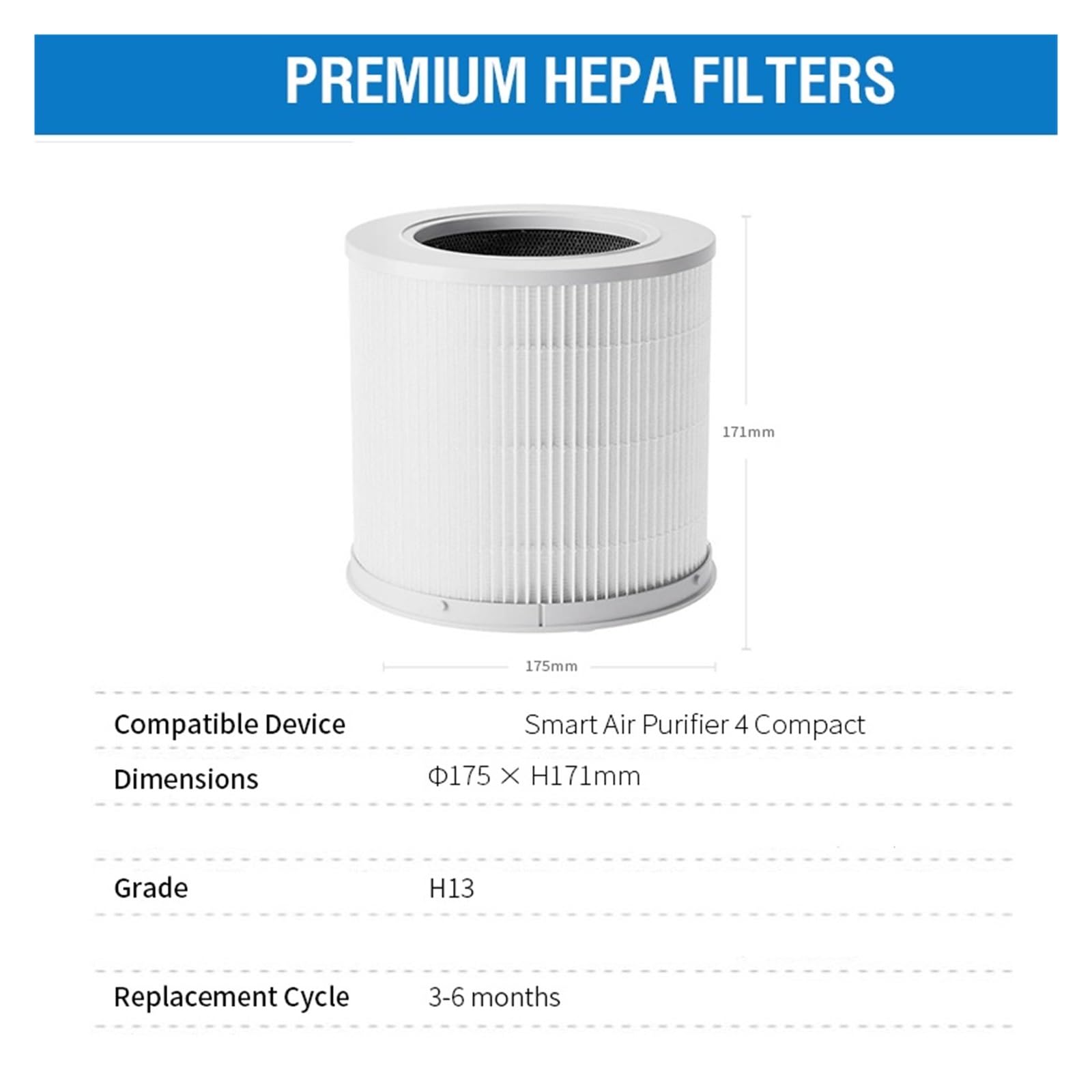 Filtro Hepa 4 Compact, Compatibile Con Xiaomi, Filtro Al Carbone 4 Compact Smart Air Purifier 4 Compact Filter Parti Di Ricambio For Filtro Purificatore D'aria.(Purple)