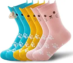 Meias femininas de gato, fofas, animais, novidades, presentes engraçados, patas de orelha, presentes para amantes, aniversário, escola, meninas, meias diárias