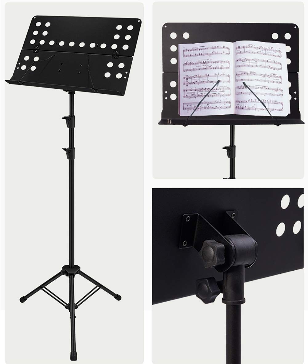 Tragbarer, faltbarer Notenständer, höhenverstellbar, Metallständer für Musiker, Profis, mehrere Farboptionen (Schwarz / Pink) – ideal für Noten und Aufführungen