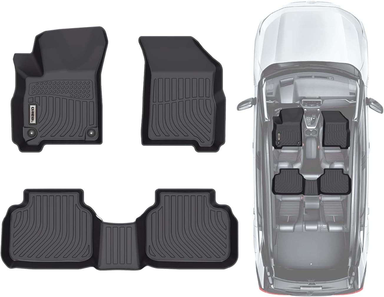 orealtrend Car Floor Mats Compatible with Dodge Journey 2011-2020 Floor Liners Heavy Duty All Weather Guard Spill Proof Black Front Rear Car Carpet Custom Fitted Odorless Anti Slip