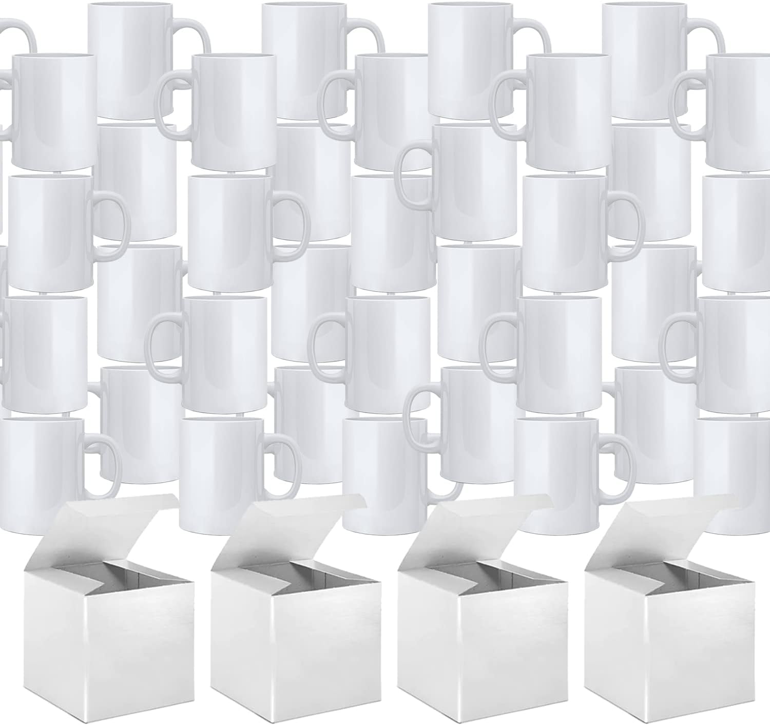 Set of 36 White Ceramic Sublimation Coffee Mugs