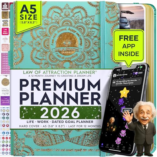 Law of Attraction Planner 2026 with Panduo App - Weekly & Monthly Goal Setting Planner to Increase Productivity | Life & Gratitude Journal, Include Foldable Vision Board, Gift Box & Stickers