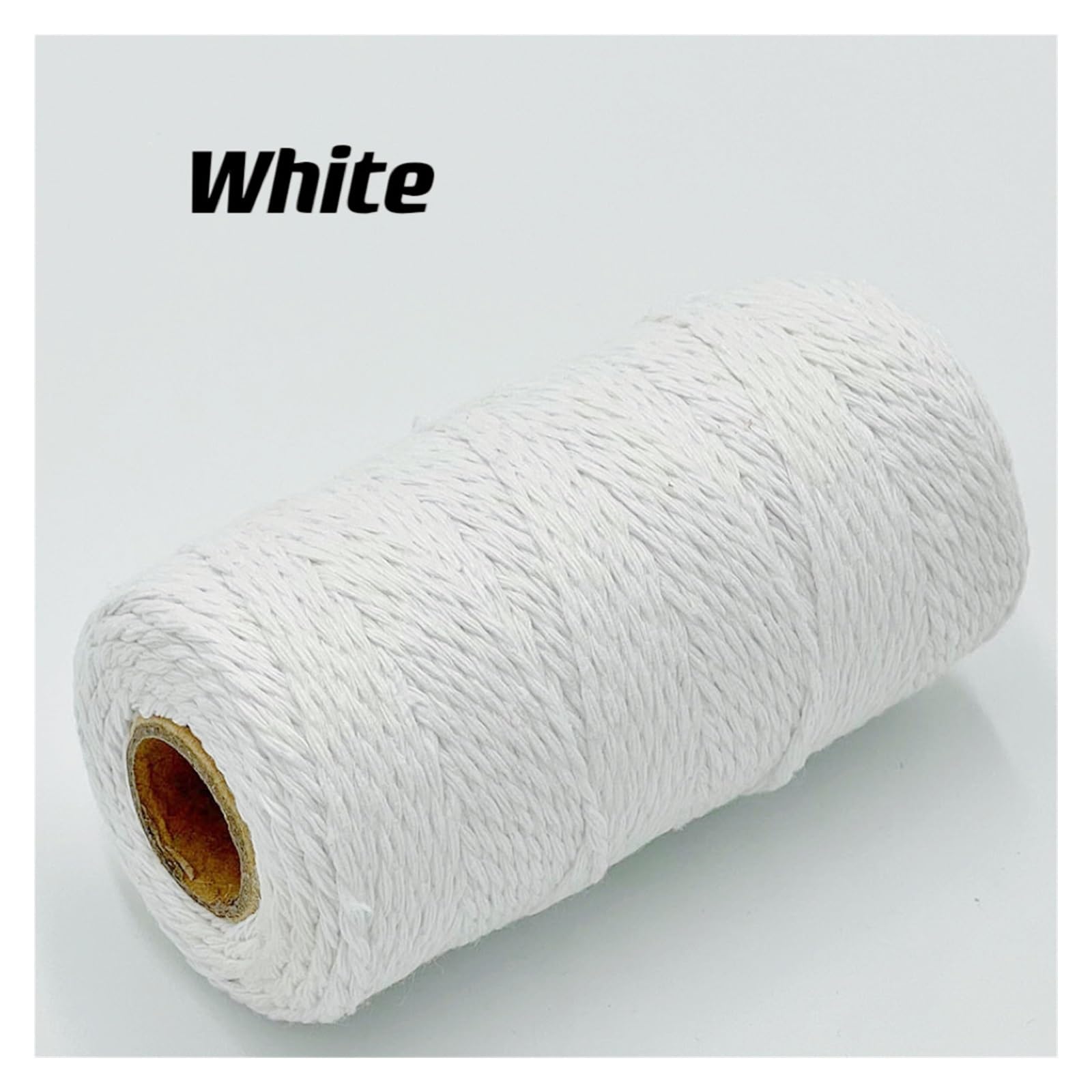 Baumwollschnur für Bastelarbeiten, Makramee-Baumwoll-Jute-Seil, 2 mm, 100 m, Mehrfarbig(White)
