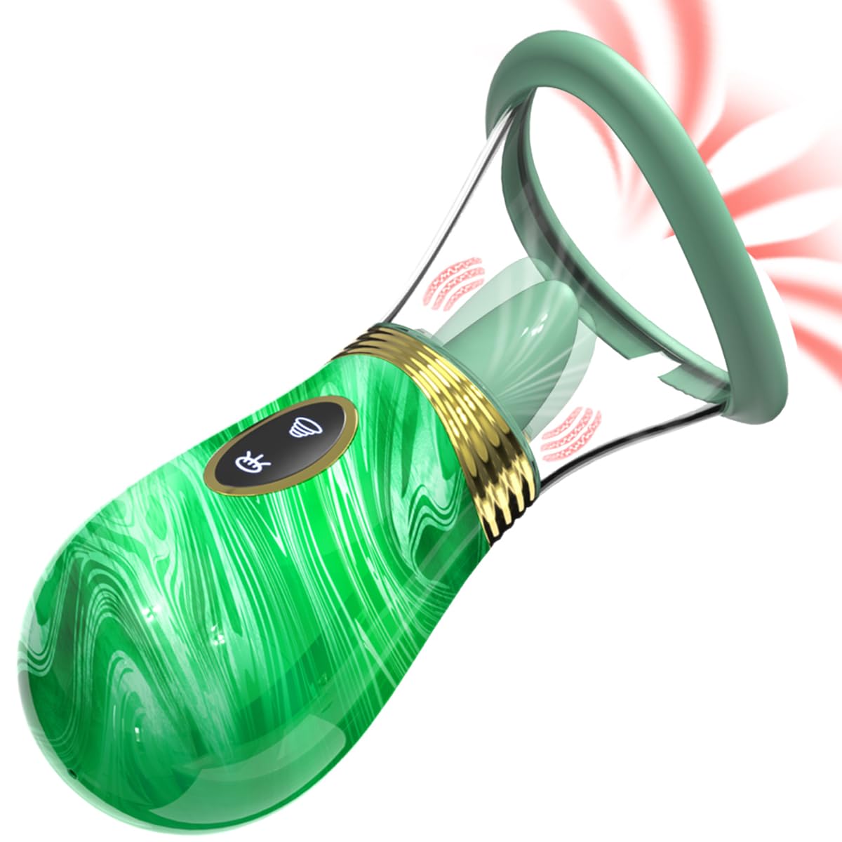 Vibromasseur suceur, stimulateur clitoridien, 7 modes de vibration, 7 modes de léchage de langue, stimulateur anal pour tétons, masseur pour point G (Vert)