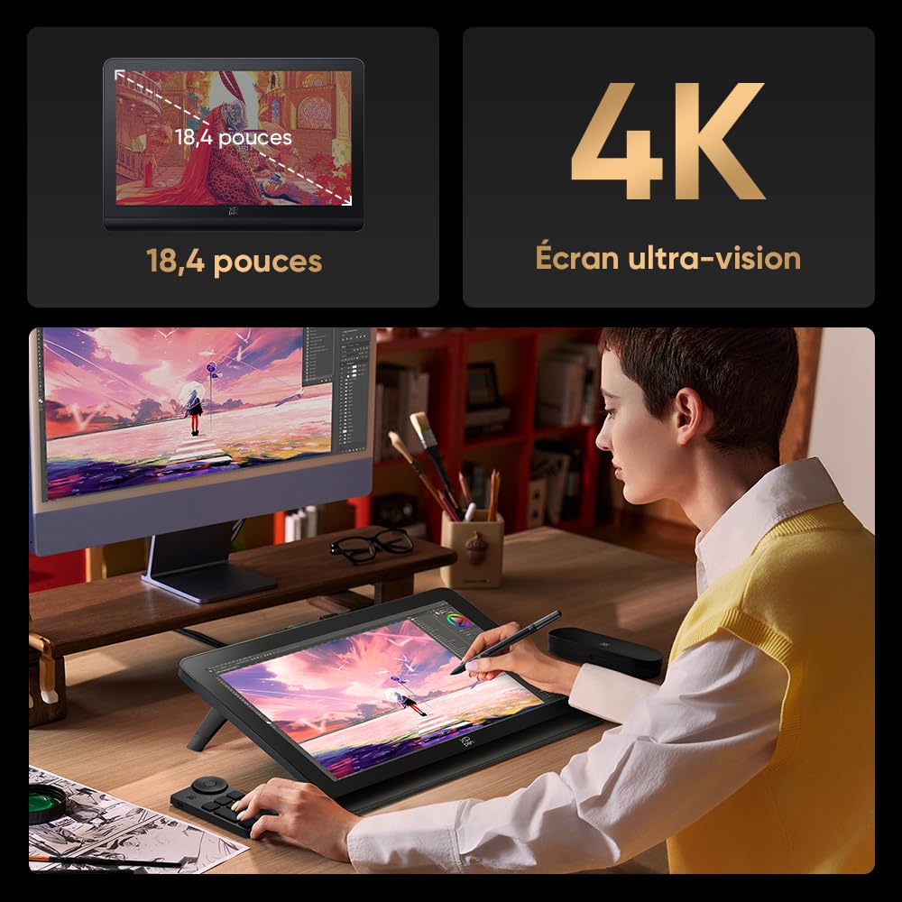 XPPen Tablette Graphique, Artist Pro 19 (Gen 2) 4K Tablette Graphique avec Écran, 2 Stylets X3 Pro à 16K Niveaux de Pression, 156% sRGB, ACK05 Mini Clavier Fourni, Conçu pour Les Artistes