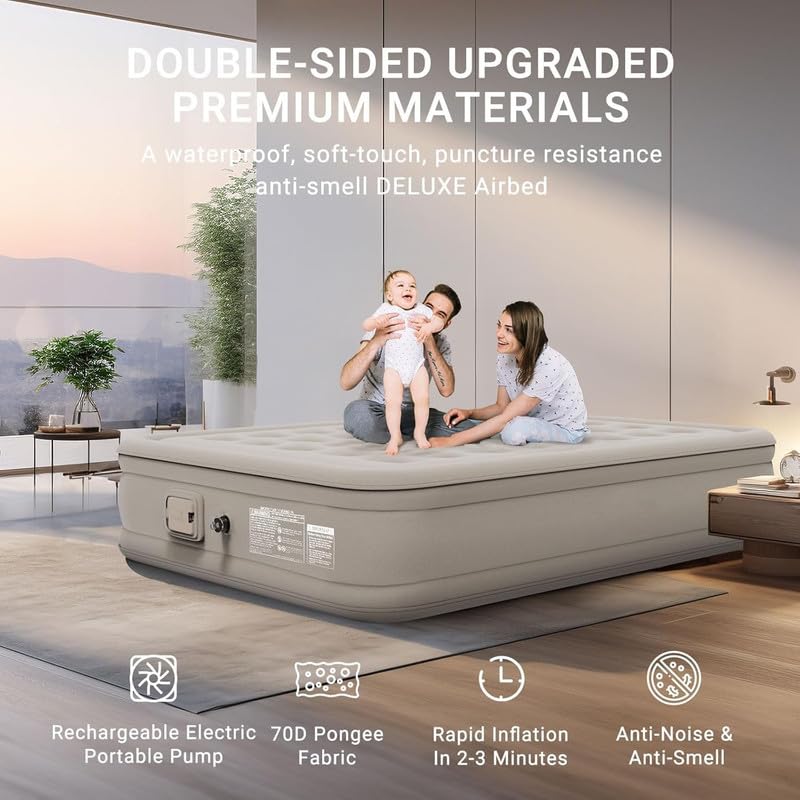 Image of Single Sofa Bed, Inflatable Mattres with Free Electric Pump, Quick-Inflation /Deflation Guest Air Mattress, Blow Up Bed for Home Camping Versatile- Luxury Sofa Bed Cum Folding ?Long-Lasting (A++)