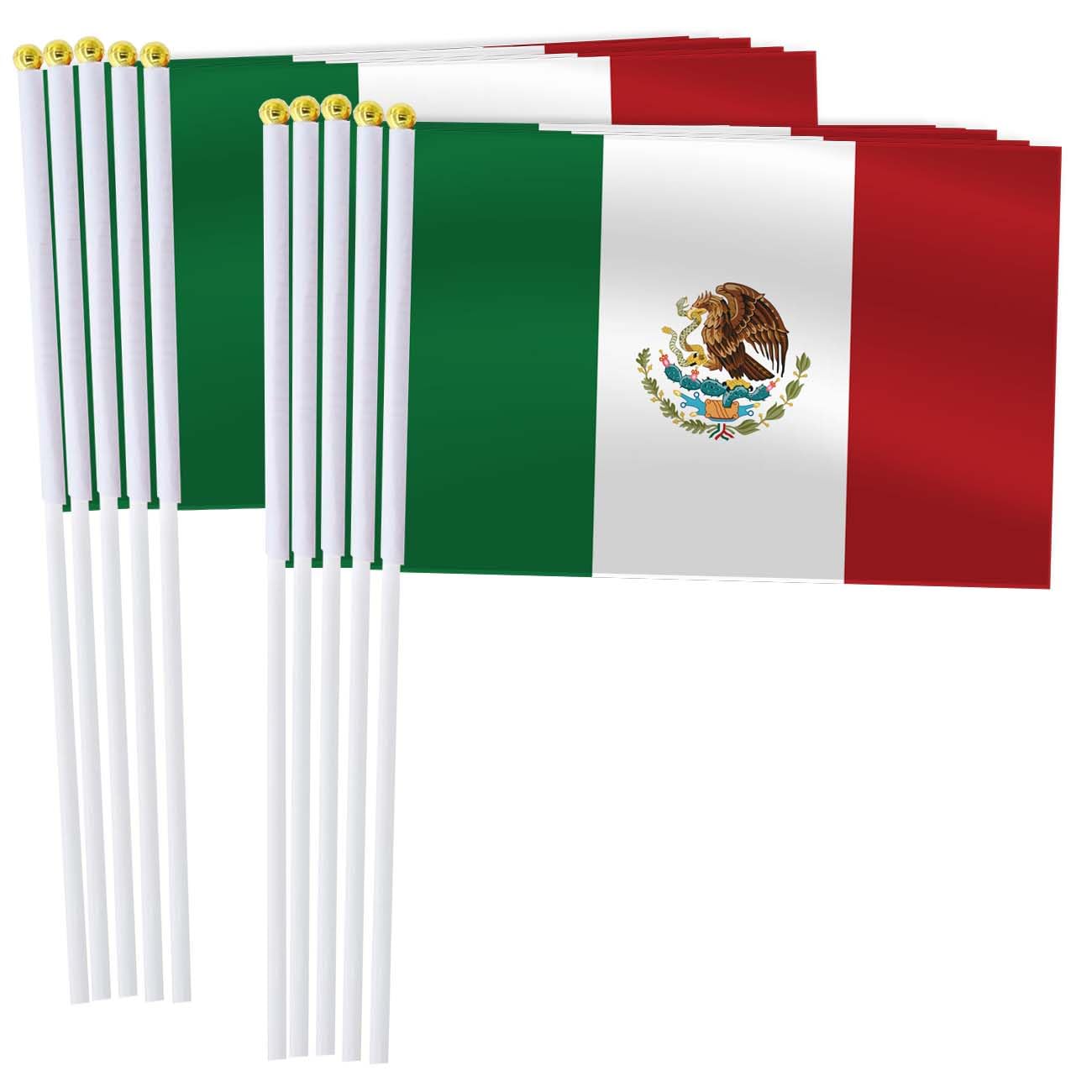 25 Pack Mexico Handheld Small Flag,Mini Mexican Hand Held Miniature Stick Decor โ image 1
