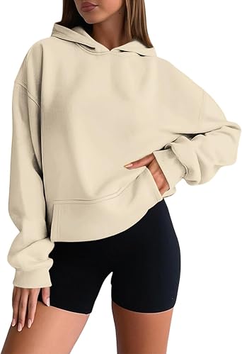 ZWRXW Hoodies for Women Casual Fleece Pullover Hoodie Winter Warm Long Sleeve Oversized Sweatshirt Comfy Hooded Sweatshirts