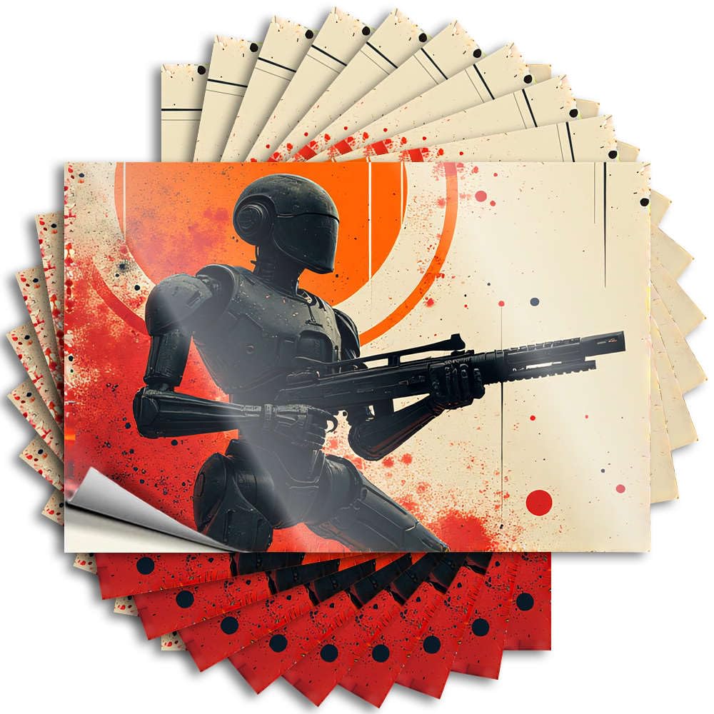 Decals Spring Waterproof Vinyl Sticker | Robotic Soldier with Futuristic Weapon Funny Bottle for Student DIY Projects(8X12CM)