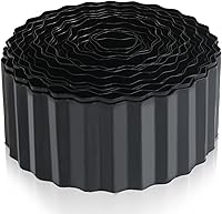 Quibbay 4x50ft Black Metal Corrugated Garden Edging - Flexible Galvanized Landscape Border for Flower Beds, Lawns & DIY Yards