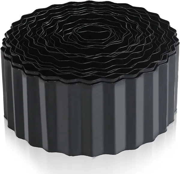 Quibbay Metal Corrugated Garden Edging, 4" x 50Ft Landscape Edging for DIY Flower Beds, Flexible Bender Border for Lawn, Garden and Yard, Sturdy Galvanized Garden Edging, Black