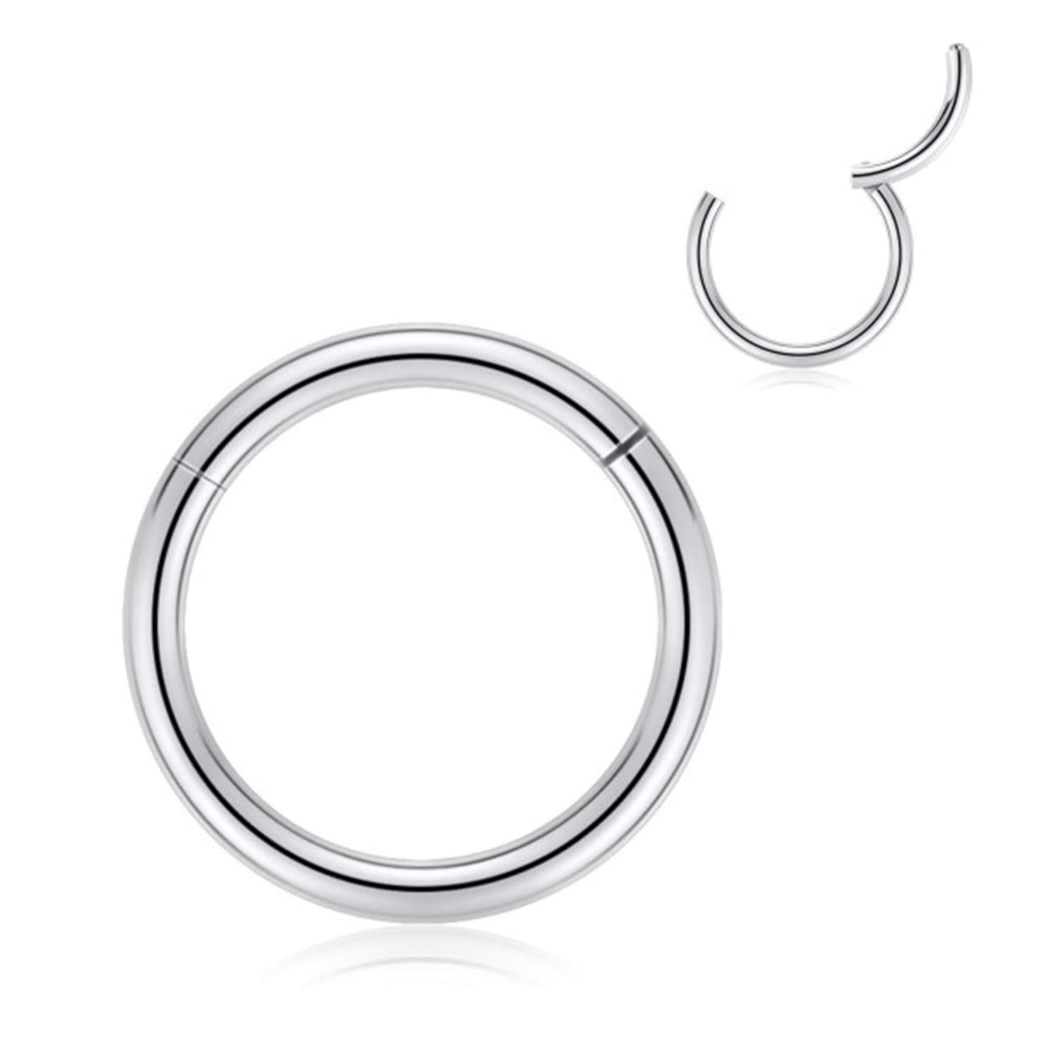FUNLMO 316L Surgical Steel Hinged Segment Nose Ring Hoop for Nose Septum Cartilage Helix Tragus Conch Rook Daith Lobe Lip Piercings 1 Pc