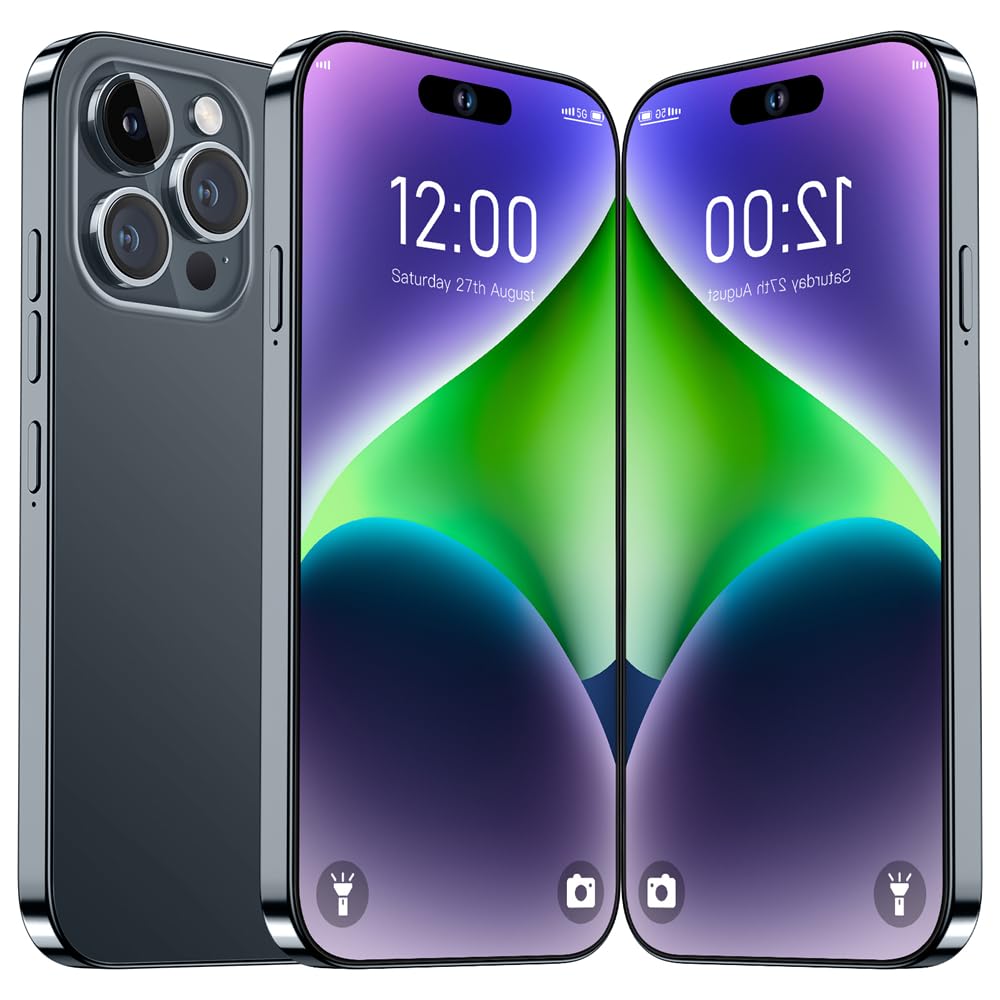 MIZHAO New I 14 Pro Max 5g Smartphone Android 13 Mobile Phone 7.3 Inches 6gb 128gb 8000mah 72mp 108mp Dual Sim Dual Standby Face Recognition(Size:6GB+128GB,Color:Black)