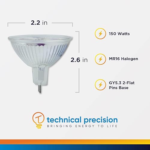 Miniatura 1 de Technical Precision Bombilla halógena de repuesto Ushio Jcr120v-150w ESD 150W  Bombilla halógena de 120 V para proyectores  3350k GY5.3 base de 2