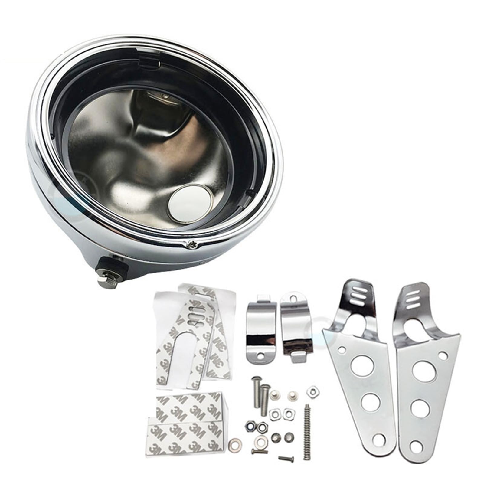 Universal Motorcycle7 Inch Headlight Housing Both Sides Bracket 7 Mounting Adjustable headlamp Bracket(1 pcs Silver House)