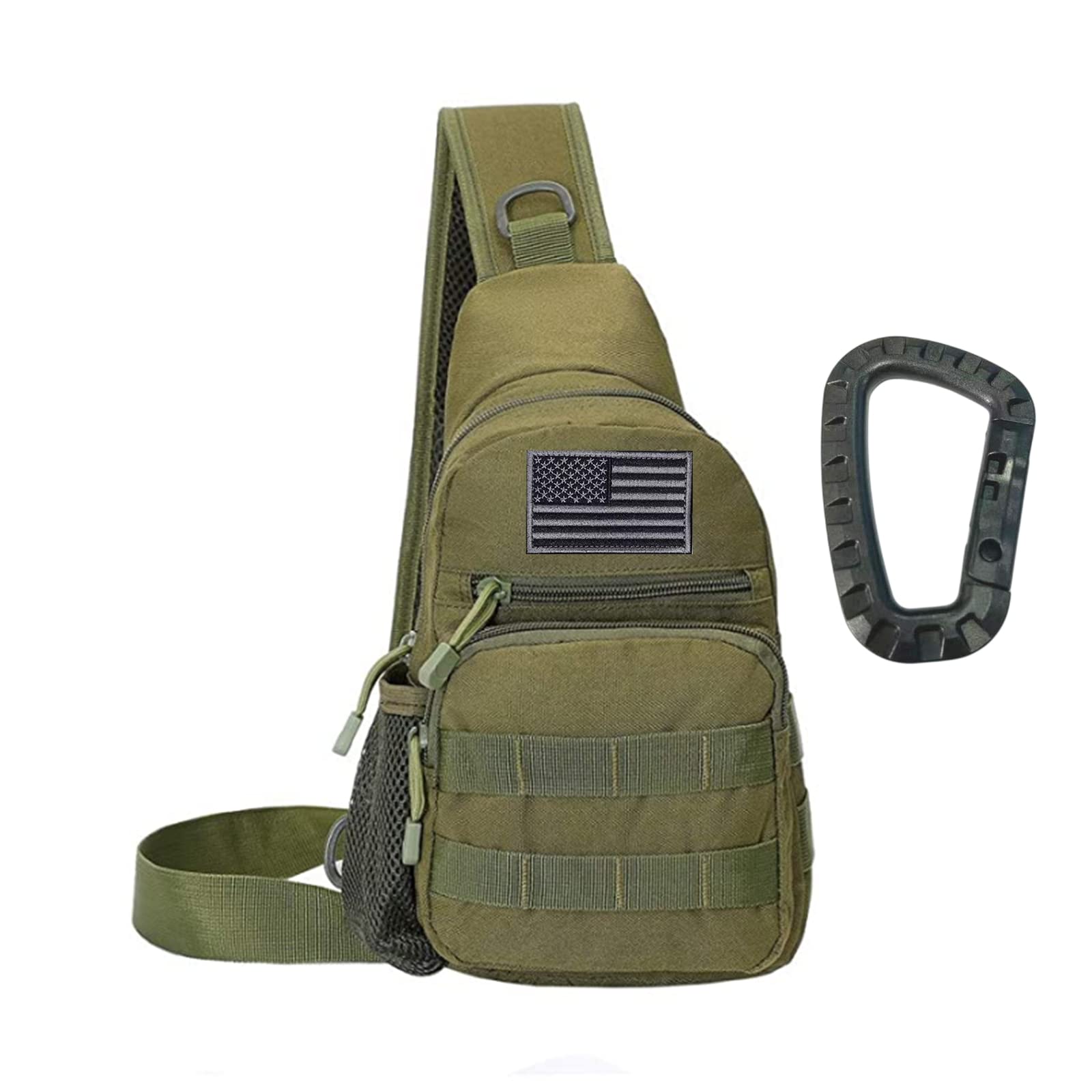 Armiya Men's Tactical Sling Bag, Small Shoulder Chest Molle Daypack Backpack for Cycling Hiking Camping Trekking, Army Green, S, Cycling