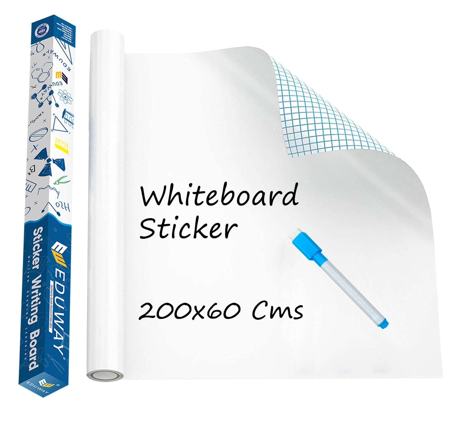 Eduway 60x200 Cms White Board Sticker for Wall | with 1 Marker | Self-Adhesive Whiteboard Removable Sheet, Planner for Kids, Wall, Tables | Dry Erasable Sheet for Writing & Drawing-picture-25