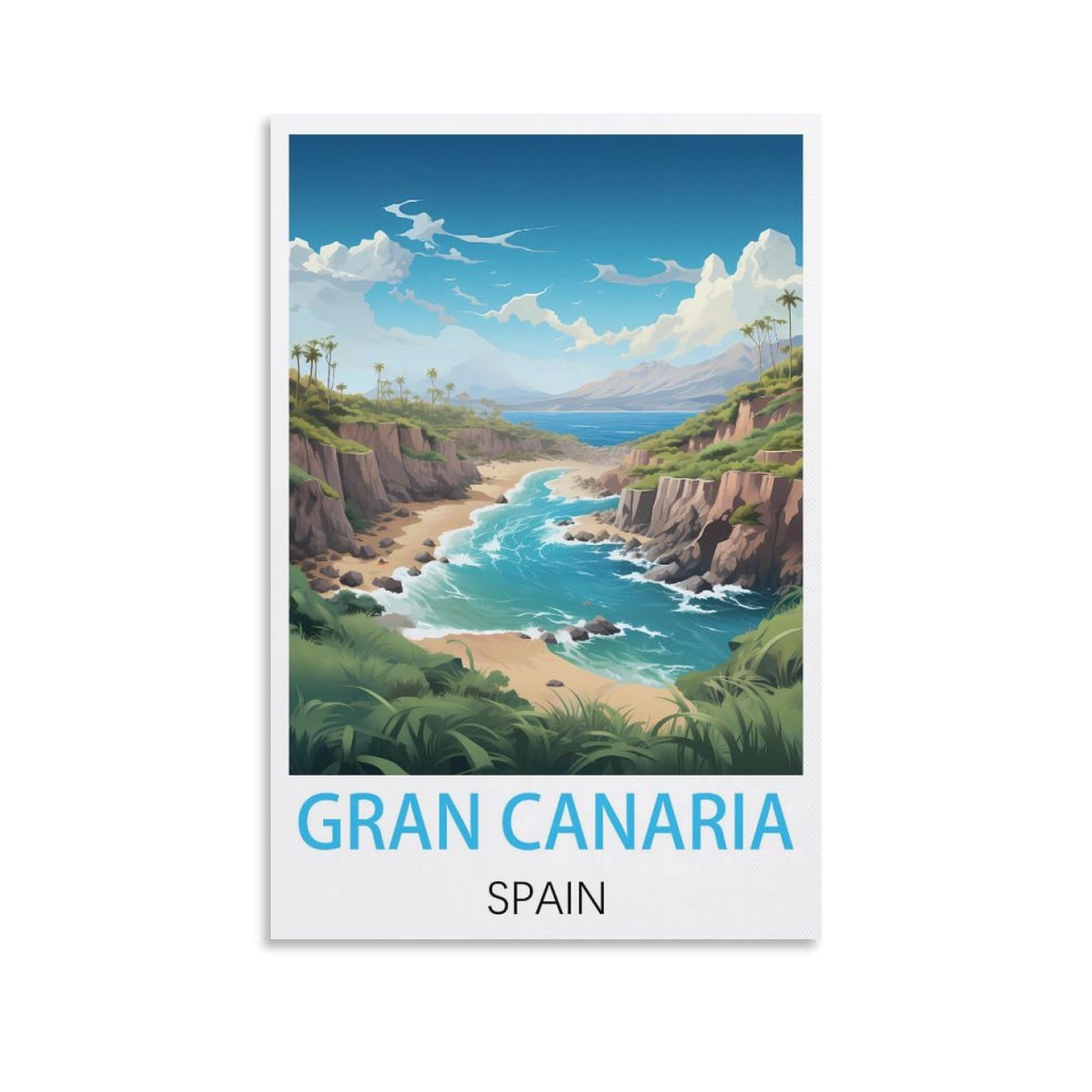 Retro Vintage Wall tin Plaque,Gran Canaria Spains,Decoration for Home Wall Art Kitchen Bar Pub Room Farm Garage Vintage Retro Poster Plaque 15x30cm