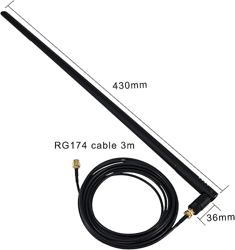 Miniatura 6 de Antena WiFi de alta ganancia de 2.4 GHz para garaje y jardín independientes - Antena macho RP-SMA omnidireccional de 22 dBi con cable de extensión