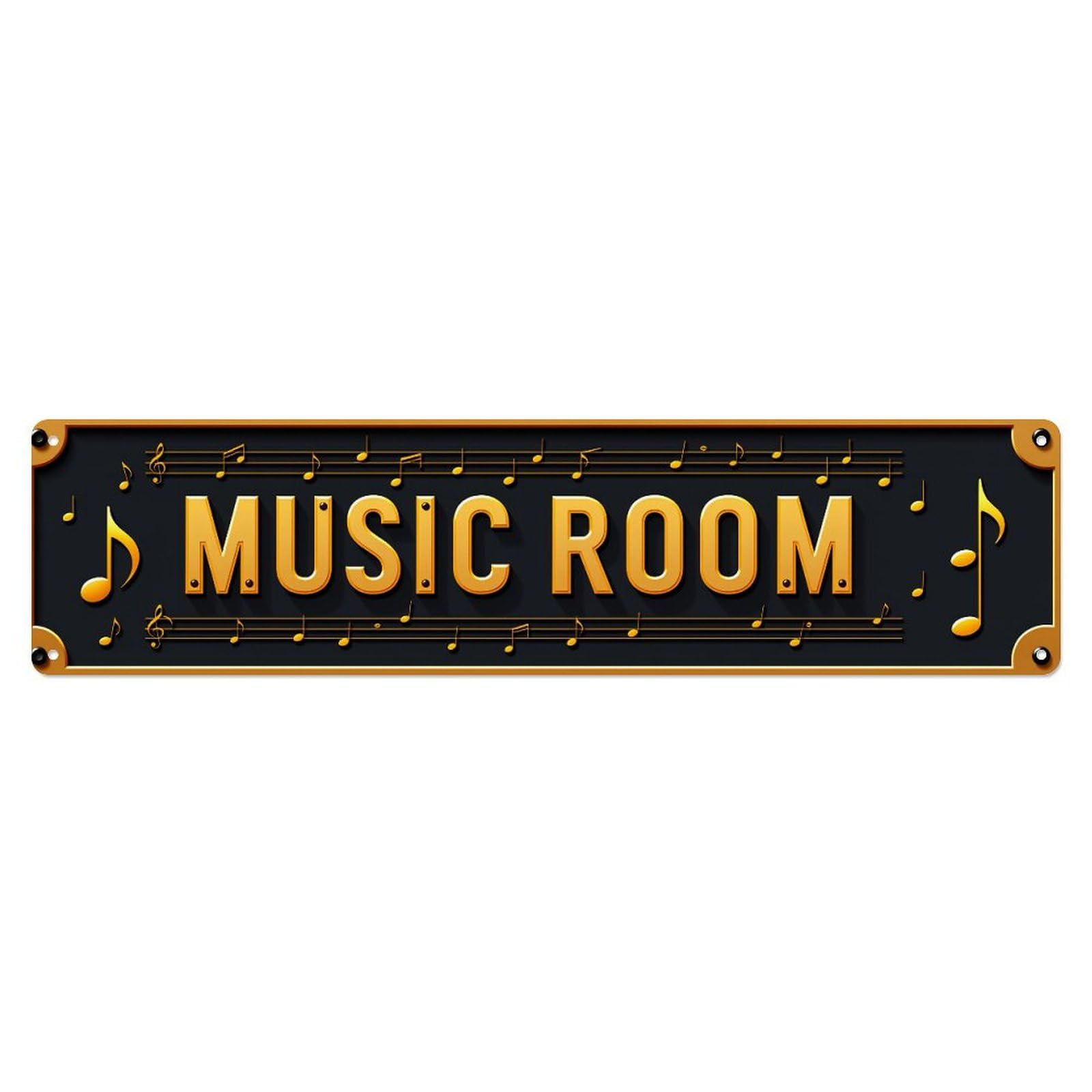 Music Room Sign Pattern_1 Tin Sign Vintage Metal Poster Retro Bar, Home, Man Cave, Kitchen, Laundry Room Wall Art Decor Gift 4x16 Inch