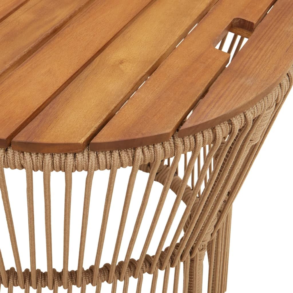 vidaXL Garten Beistelltisch 2 STK., Tisch mit Holzplatte, Gartentisch mit Stahlgestell, Terrassentisch Gartenmöbel Gartengarnitur, Beige Poly Rattan