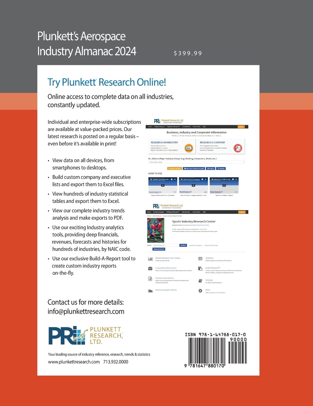 Plunkett's Aerospace, Aircraft, Satellites & Drones Industry Almanac 2024: Aerospace, Aircraft, Satellites & Drones Industry Market Research, Statistics, Trends and Leading Companies