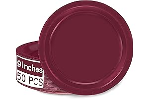 QZYL 50 Pcs Burgundy Party Paper Plates