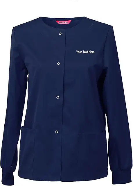 Personalized Embroidered Women's Scrub Jacket - Snap Front Warm-Up