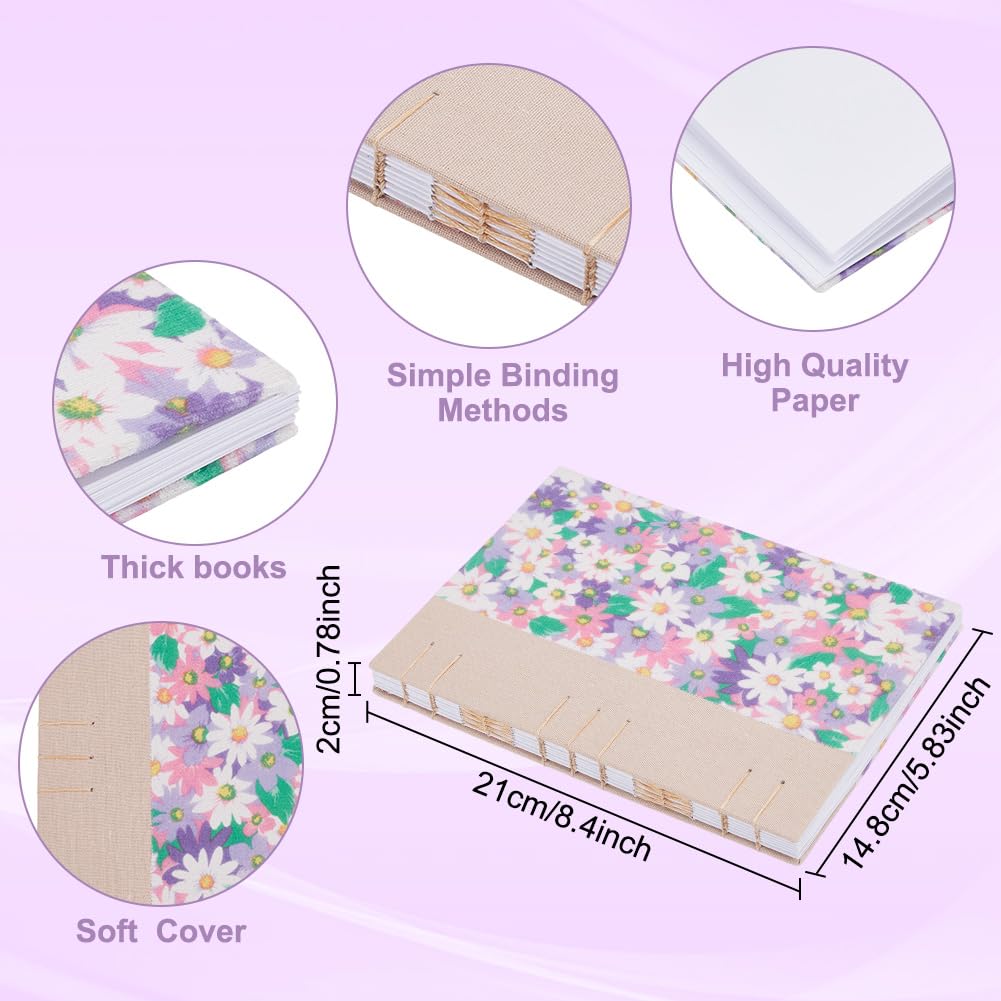 WEBEEDY Kit de Reliure de Journal 58 Pcs de Création de Reliure Fleurie A5 de Création de Livre Complet avec Fil, Aiguilles à Coudre, Papier, Outil de Pliage de Papier pour Adultes, 15X21cm
