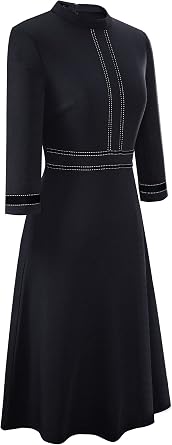 HOMEYEE Women's Chic Crew Neck 3/4 Sleeve Party Homecoming Aline Dress A135