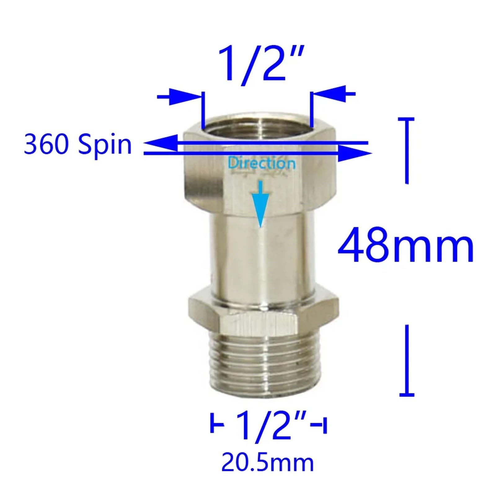 Válvula de retención unidireccional latón con rosca 1/2", conector roscado, válvula antirretorno for tanque agua, calentador e inodoro(Black)