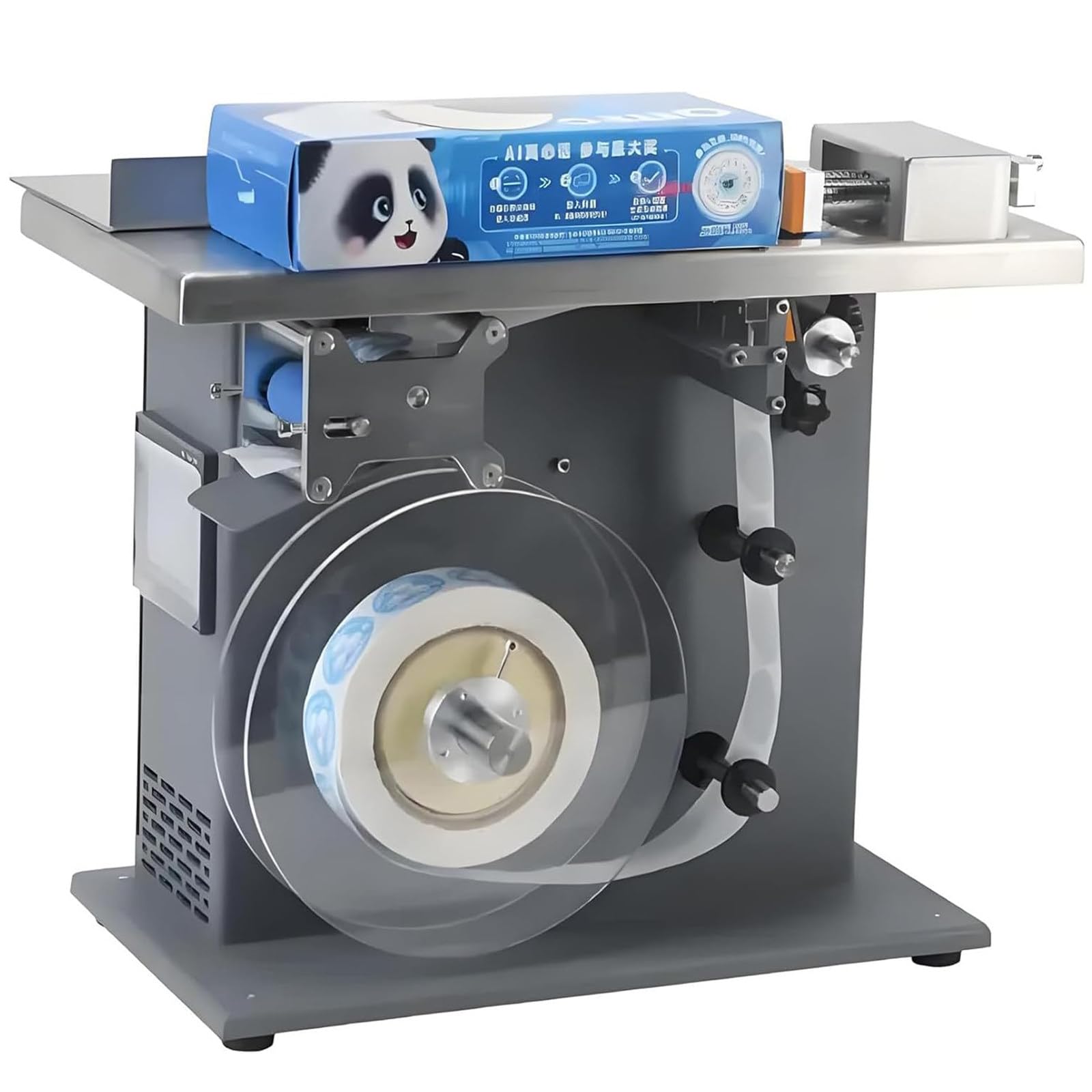 Etichettatrice automatica ad angolo retto, etichettatrice angolare a 90° per etichette rotonde (1,5-3 cm), 15-30 pezzi/min, precisione ±0,5 mm, 200 W, per sigillatura di scatole e sigilli di sicurezza