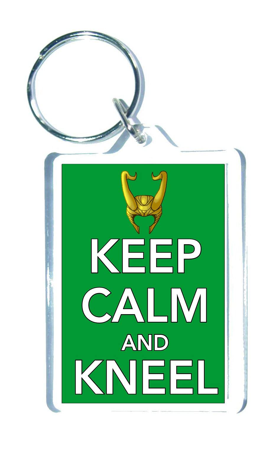 Decalarama Marvel Inspired Loki Keyring - Keep Calm And Kneel - Fan Hiddlestoners gift - Tom Hiddleston thirst - Birthday Gift Novelty Gift, Clear, S