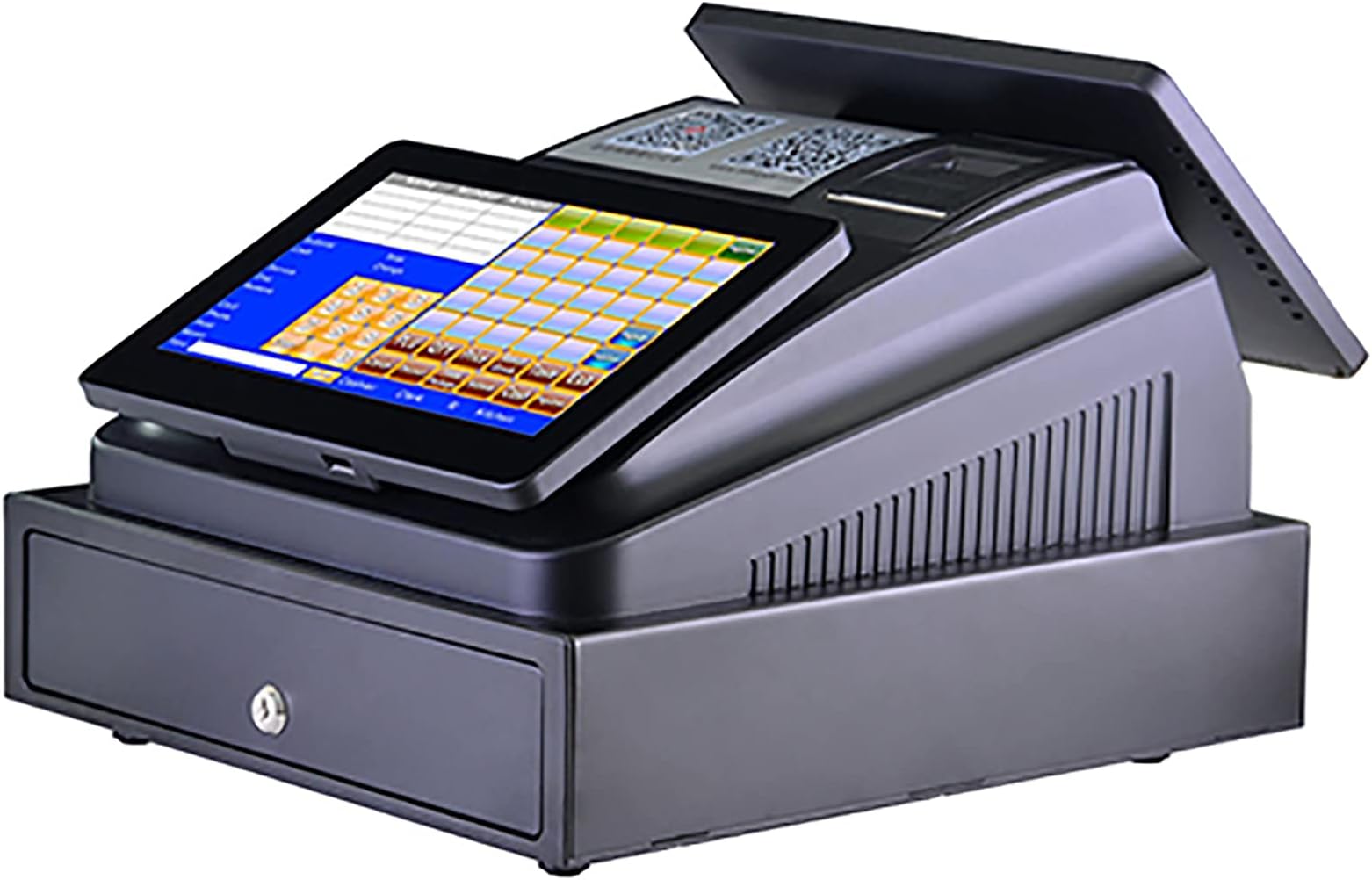 10.1'' touch pos system,POS terminal with dual display Led 8 Digital Display Retail Point of Sale System and Cash Register Drawer, 58MM Thermal Printer Software, for Retail Stores POS System