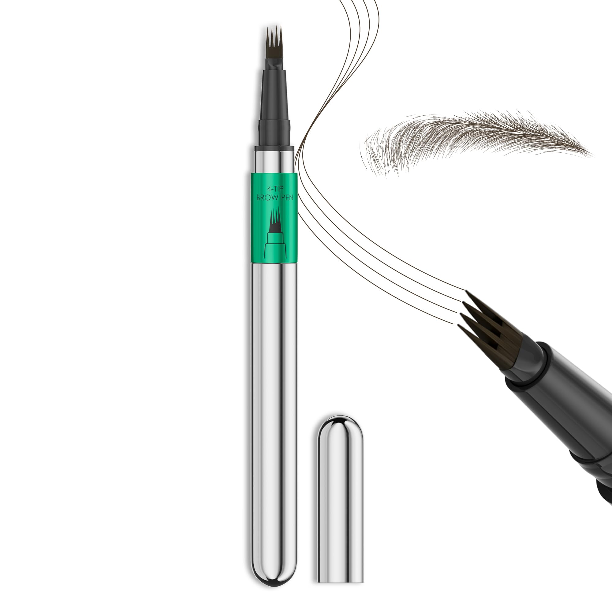 Penna Sopracciglia Effetto Pelo - Matita Sopracciglia Waterproof & No Transfer, Lunga Durata fino a 12H, Effetto Microblading Naturale, Cruelty-Free, Punta Sottile e Precisa (03 Dark Brown)
