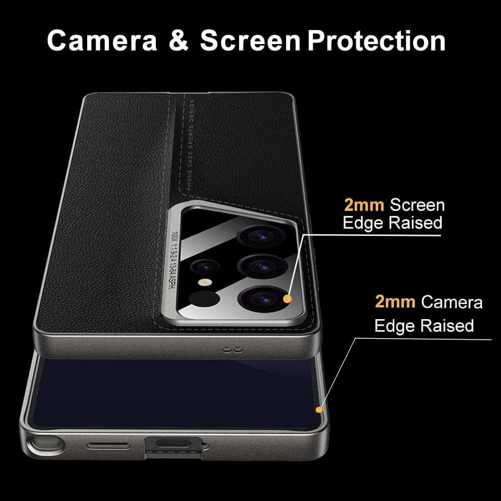 Leather Case for Samsung Galaxy S25 Ultra, Slim Business Sports Car Design Leather Cover,Luxury Shockproof Non-Slip Grip Full Body Protective Cover for Samsung Galaxy S25 Ultra (Black) - Image 6