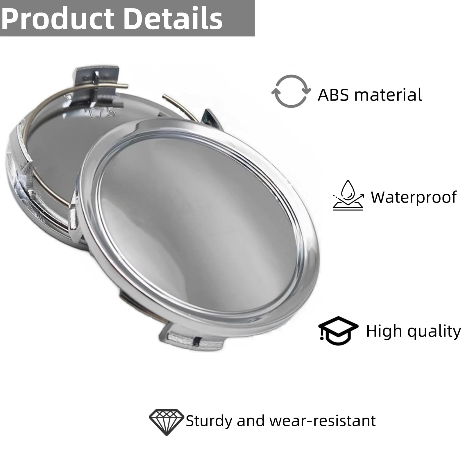 Cache Moyeu Mercedes 75mm Lot De 4 Caches Moyeu 75mm Gris Foncé ABS Pour Mercedes - Logo Mercedes, Installation Facile Embellisseur Jante Mercedes Gris