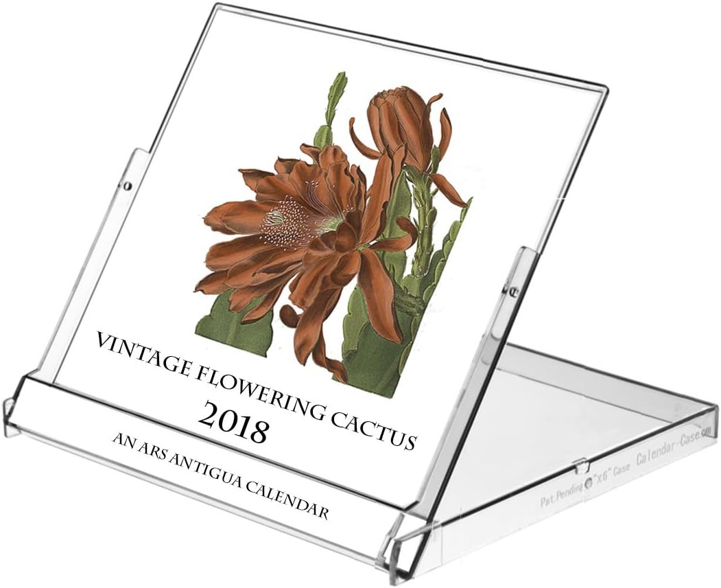 Ars Antigua 2018-19 Vintage Flowering Cactus Prints โข 16 month CD-style Desk Calendar (Jan. 2018 - April 2019), Choose the image you want displayed for any month.