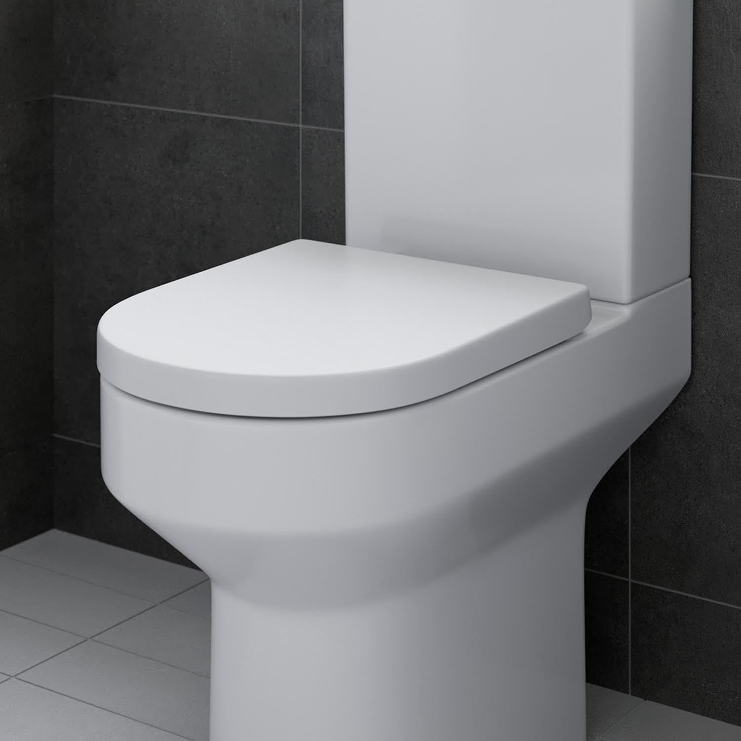 Affine White Bathroom Toilet Wc Seat Soft Close D Shape Top Fix Hinges Gloss Modern