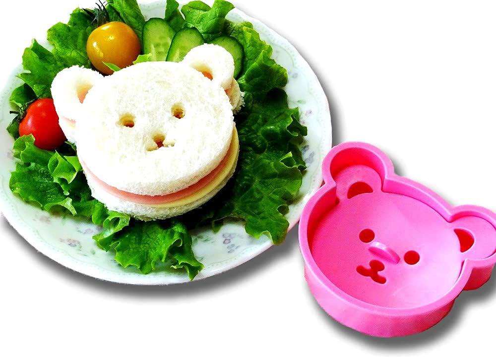 Cute Bear Bento Lunch Sandwich & Cookie Cutter. Easy 2 steps. BPA FREE. Made in Japan.