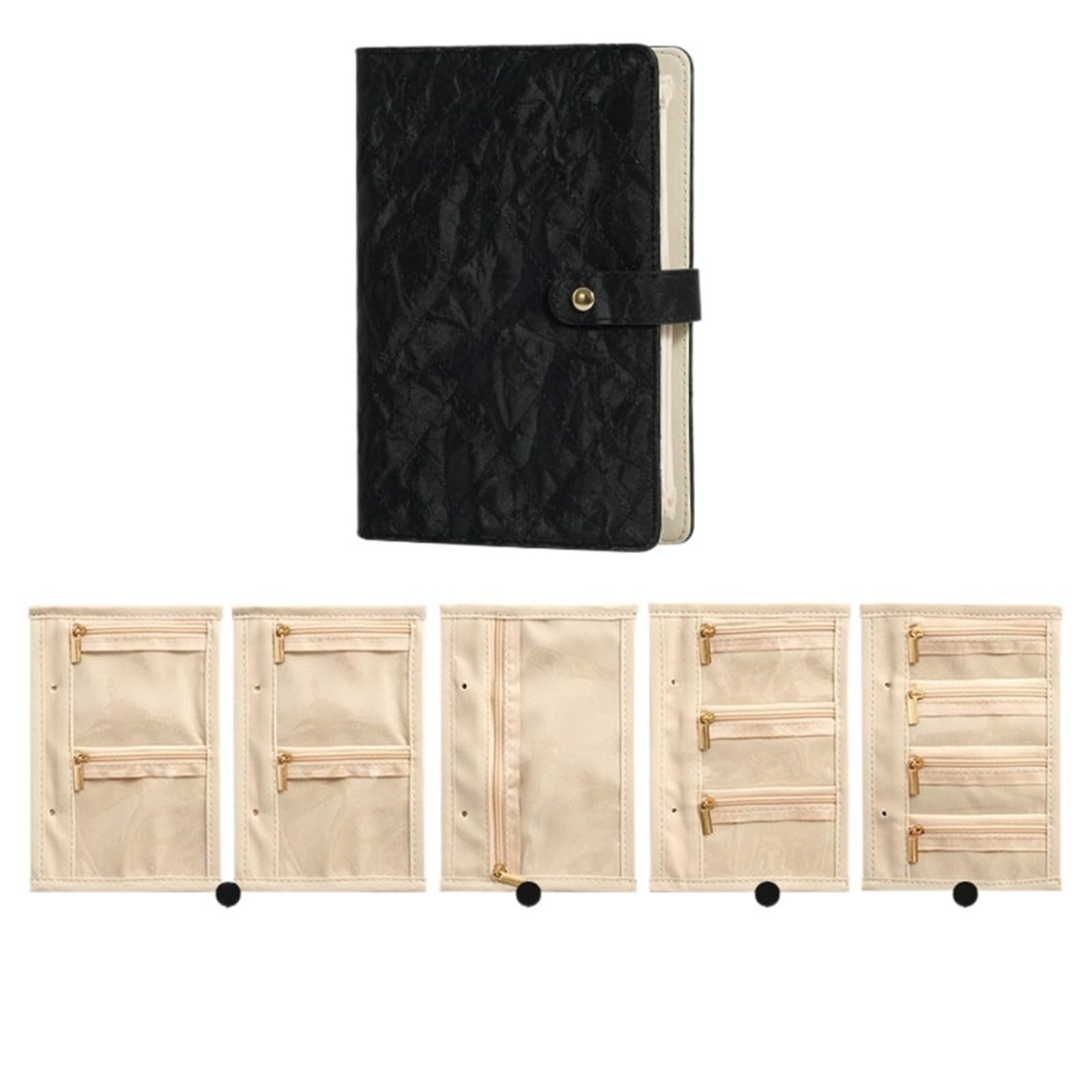 FDzkrtvm Transparent Jewelry Storage Book, Jewelry Storage Pouch Organizer Compartmented Earring Multicolor A5(Black)