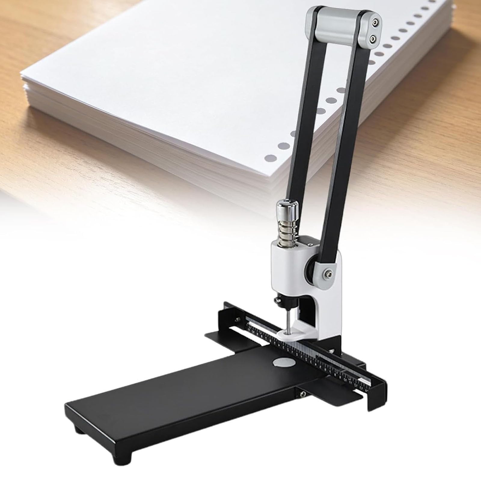 Perforatore Professionale Perforatrice Un Foro Capacità 300 Fogli Margine Regolabile Righello Precisione Cassetto Robusta Macchina Rilegatura for Ufficio Casa Tipografia