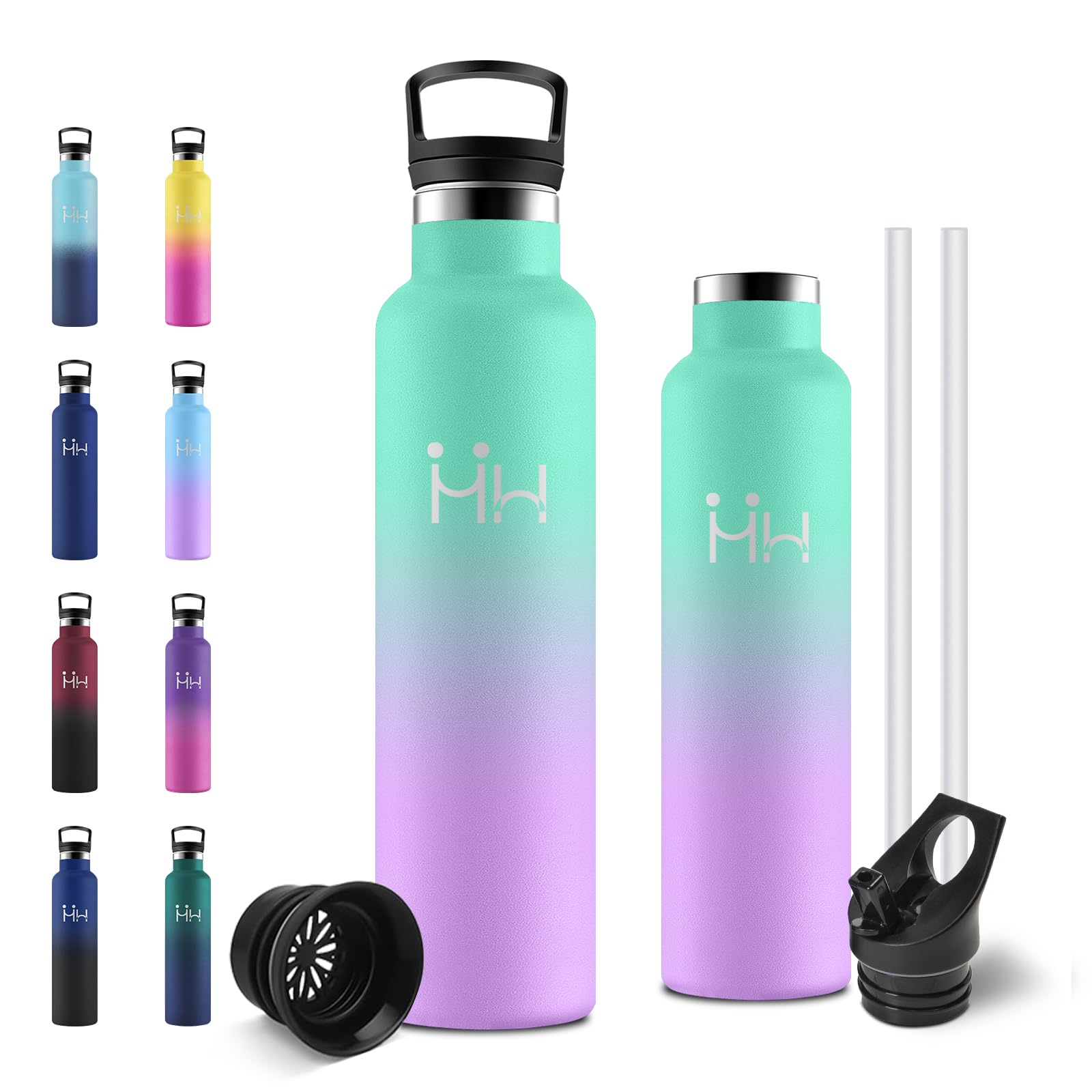 JAPORIA 1L Insulated Water Bottle with Straw Leak Proof Double Layer Water Bottle for Carbonated Drinks Sports Camping