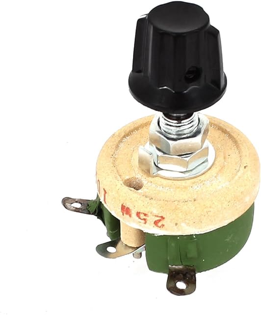 sourcingmap 25W 100 Ohm Round Ceramic Wirewound Potentiometer Resistor Rheostat