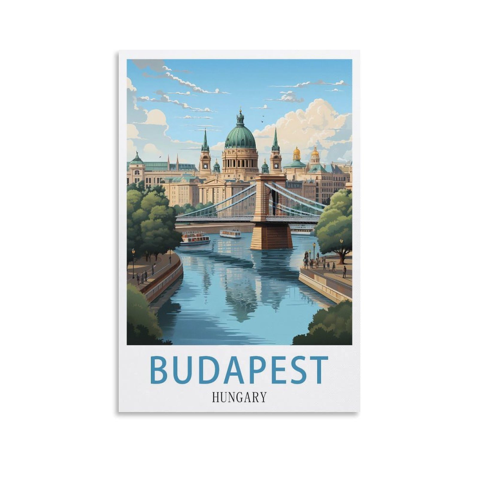 Lolwnni Unframe-Style Budapest Hungary Vintage Travel Poster 08X12inch(20X30cm) Canvas Wall Art Print Picture Paintings For Living Room Bedroom Decor