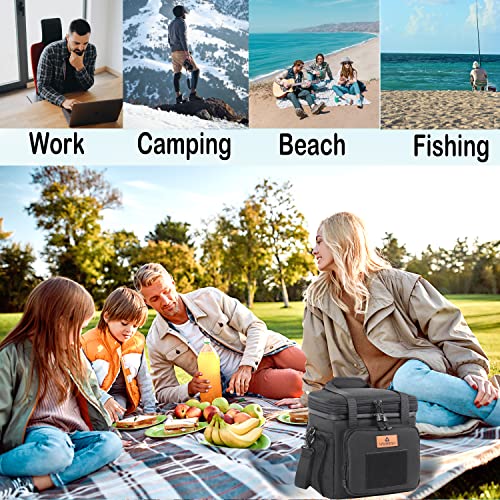 Hshrish Expandable Large Tactical Lunch Box For Adults, Durable Insulated Lunch Bag With Lots Of Storage Space, Cooler Bag For Men Women Work Outdoor Picnic Trips, 20 Can/16 L, Black #TOP6