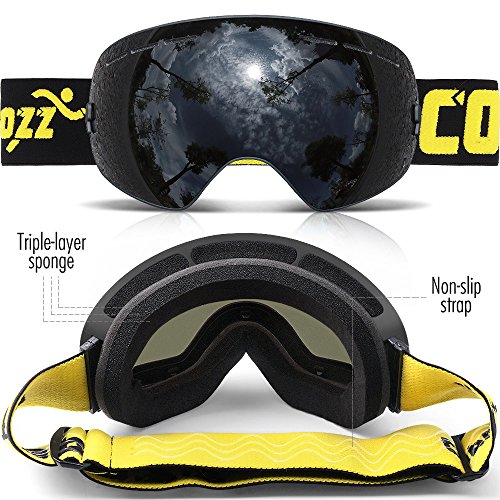 Copozz Ski Goggles, G1 Otg Snowboard Snow Goggles For Men Women Youth, Interchangeable Double Layer Anti Fog Uv Protection Lens, Polarized Goggles Available (G1-Black Frame Black Lens(Vlt 15.8%)) #TOP1