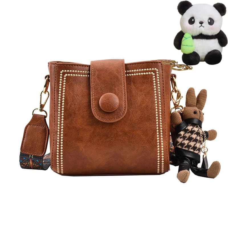 Bootara Bucket Bag,with Adjustable Wide Shoulder Strap Fashion Bucket Bags, with Cute Rabbit Pendant