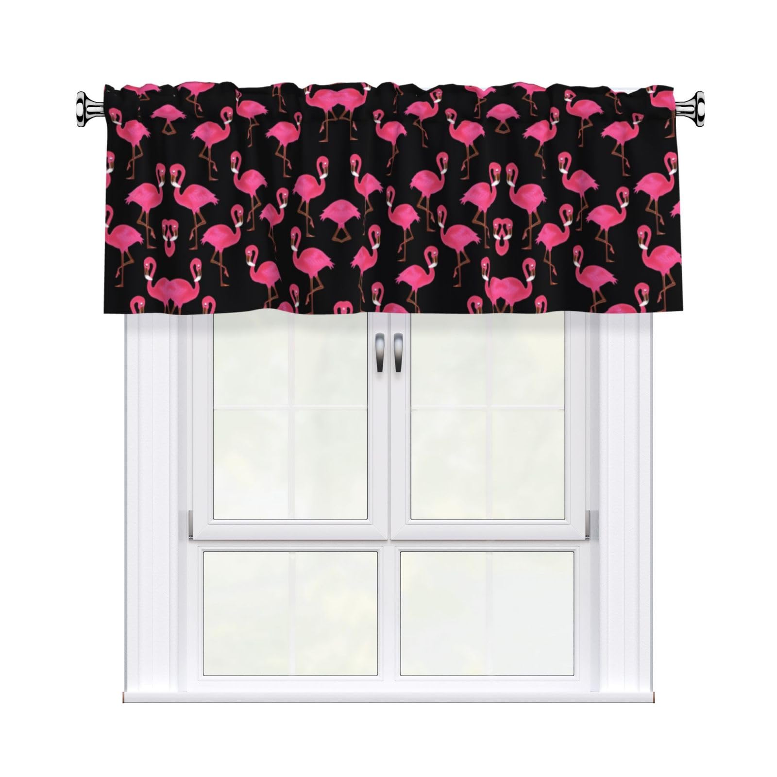 YYHHAOFA Lovely Pink Flamingos Prints Durable Kitchen Window Layer – 54x18 Inch 100% Polyester Valance with Precision Construction