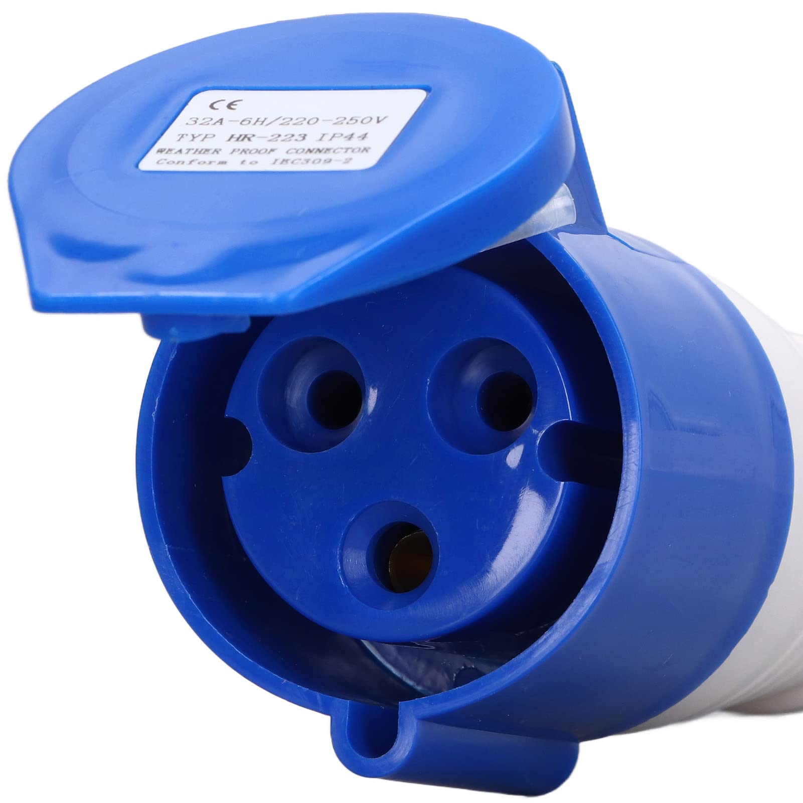 Prise de Courant Industrielle 3 Broches Connecteur étanche Prise étanche 32A CEE 220‑250V Bleu (HR-223 (femelle))